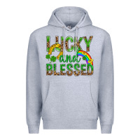 Heather Grey Lucky And Blessed St Patricks Premium Hoodie - BundleAndBundleShop
