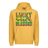 Mustard Lucky And Blessed St Patricks Premium Hoodie - BundleAndBundleShop