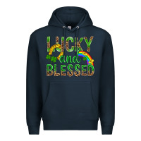 Navy Lucky And Blessed St Patricks Premium Hoodie - BundleAndBundleShop