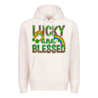 Pale Pink Lucky And Blessed St Patricks Premium Hoodie - BundleAndBundleShop