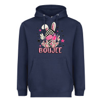 Navy boujee checkered easter bunny egg trending Heavyweight Hoodie - MaliasSmallBusiness