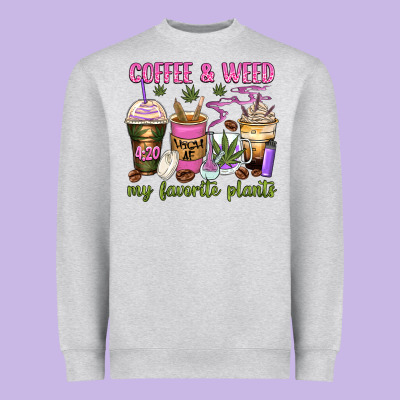Coffee And Weed My Favorite Plants Heavyweight Sweatshirt Designed By Zillion Design Studio