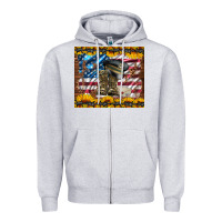 Heather Grey westerm usa army boots Zipper Hoodie - Artiststas