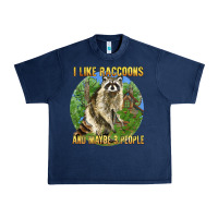 Navy i like raccoons and 3 people Urban Heavy Tee - BarkalooDesign