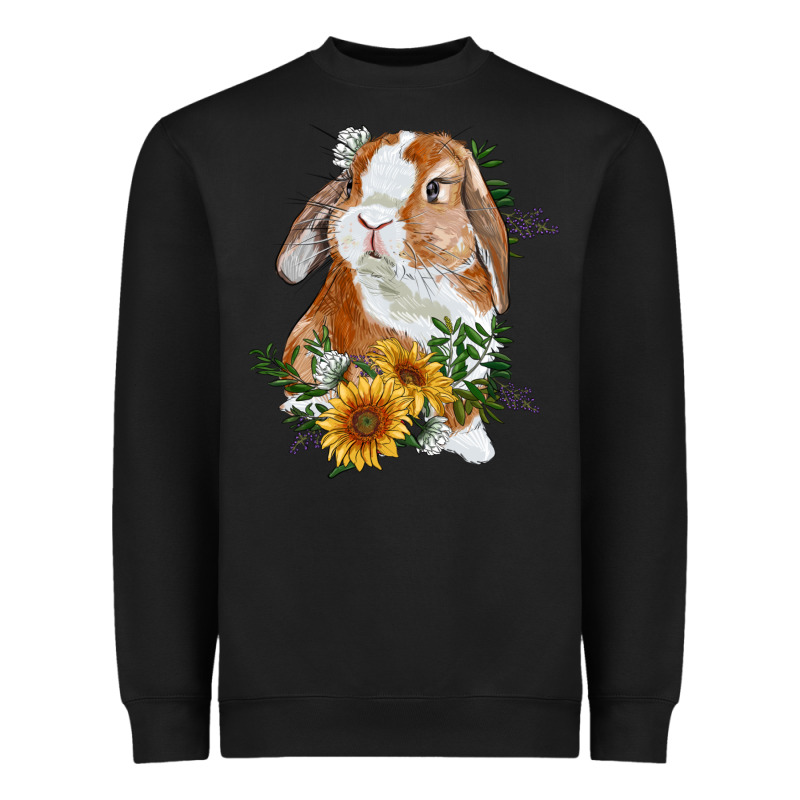 Bunny With Sunflowers Heavyweight Sweatshirt by RanaPortraitStore | Teevron