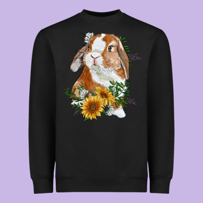 Bunny With Sunflowers Heavyweight Sweatshirt Designed By Ranaportraitstore
