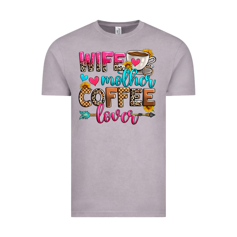 Wife Mother Coffee Lover Vintage Tee by Zillion Design Studio | Teevron