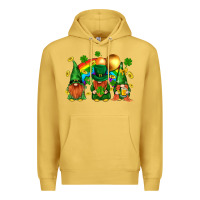 Antique Gold st. patricks  gnomies with rainbow Premium Hoodie - BundleAndBundleShop
