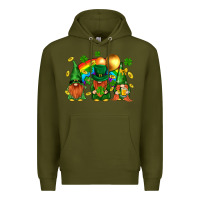 Army Green st. patricks  gnomies with rainbow Premium Hoodie - BundleAndBundleShop