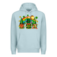 Blue Mist st. patricks  gnomies with rainbow Premium Hoodie - BundleAndBundleShop