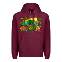 Burgundy st. patricks  gnomies with rainbow Premium Hoodie - BundleAndBundleShop