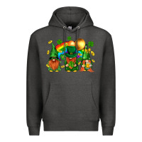 Charcoal Heather st. patricks  gnomies with rainbow Premium Hoodie - BundleAndBundleShop