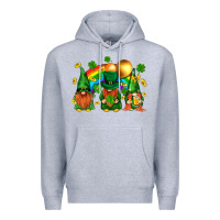 Heather Grey st. patricks  gnomies with rainbow Premium Hoodie - BundleAndBundleShop