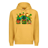 Mustard st. patricks  gnomies with rainbow Premium Hoodie - BundleAndBundleShop