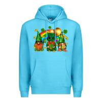 Ocean Blue st. patricks  gnomies with rainbow Premium Hoodie - BundleAndBundleShop