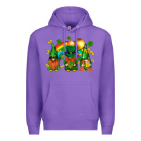 Purple st. patricks  gnomies with rainbow Premium Hoodie - BundleAndBundleShop