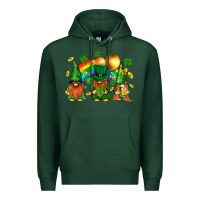Sports Green st. patricks  gnomies with rainbow Premium Hoodie - BundleAndBundleShop