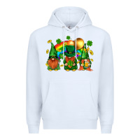 White st. patricks  gnomies with rainbow Premium Hoodie - BundleAndBundleShop