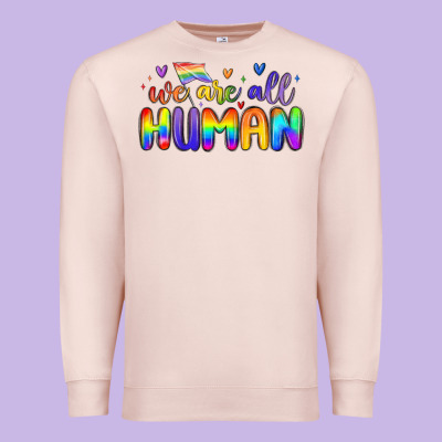 We Are All Human Premium Sweatshirt Designed By Maliassmallbusiness