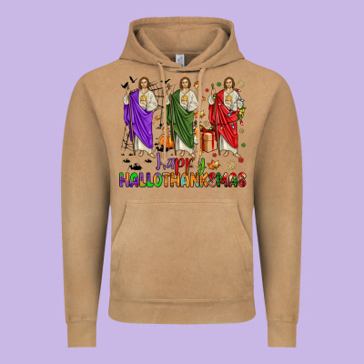 San Judas Happy  Hallothanksmas Vintage Hoodie Designed By Jahusdesignshop