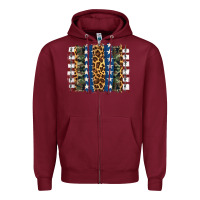 Burgundy usa army pattern brushstroke Zipper Hoodie - Artiststas