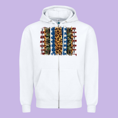 Usa Army Pattern Brushstroke Zipper Hoodie Designed By Artiststas