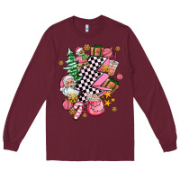 Burgundy pink christmas lightning bolt Long Sleeve Tee - AdoDesignShop