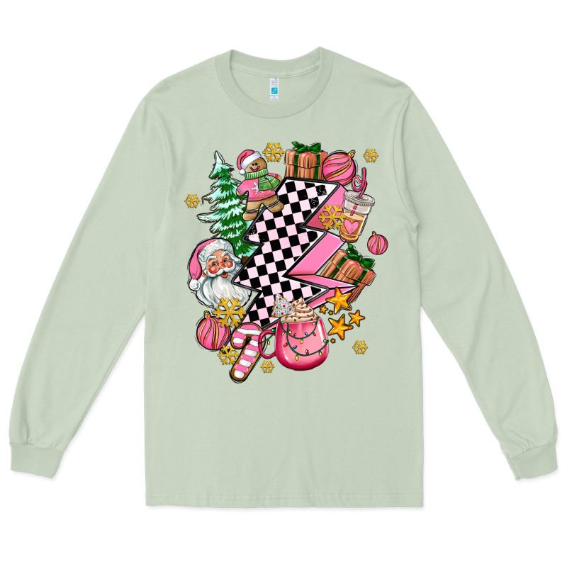 Pink Christmas Lightning Bolt Long Sleeve Tee by AdoDesignShop | Teevron