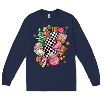 Navy pink christmas lightning bolt Long Sleeve Tee - AdoDesignShop