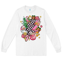White pink christmas lightning bolt Long Sleeve Tee - AdoDesignShop