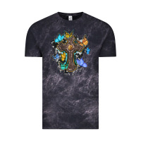 Cloud Black cross with butterflies cowhide background Vintage Tee - BarkalooDesign