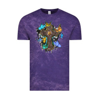 Cloud Purple cross with butterflies cowhide background Vintage Tee - BarkalooDesign