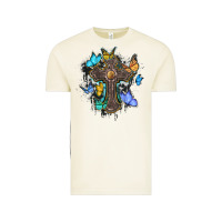 Vintage Arctic cross with butterflies cowhide background Vintage Tee - BarkalooDesign