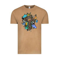 Vintage Camel cross with butterflies cowhide background Vintage Tee - BarkalooDesign