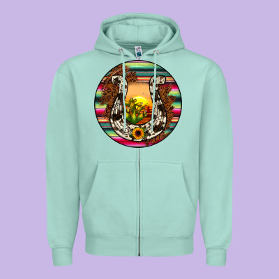 Horseshoe Circle Zipper Hoodie Designed By Jahusdesignshop
