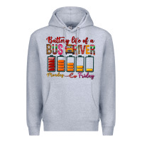 Heather Grey Battery Life Of A Bus Driver Premium Hoodie - BundleAndBundleShop