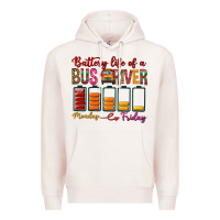 Pale Pink Battery Life Of A Bus Driver Premium Hoodie - BundleAndBundleShop