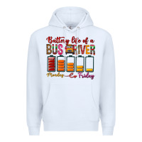 White Battery Life Of A Bus Driver Premium Hoodie - BundleAndBundleShop