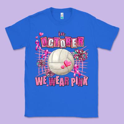 In October We Wear Pink Volleyball Classic Tee Designed By Adodesignshop