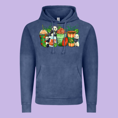 Panda Coffee Cups Vintage Hoodie Designed By Zillion Design Studio