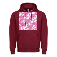 Burgundy floral school seamless pattern Zipper Hoodie - BundleAndBundleShop