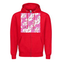 Red floral school seamless pattern Zipper Hoodie - BundleAndBundleShop