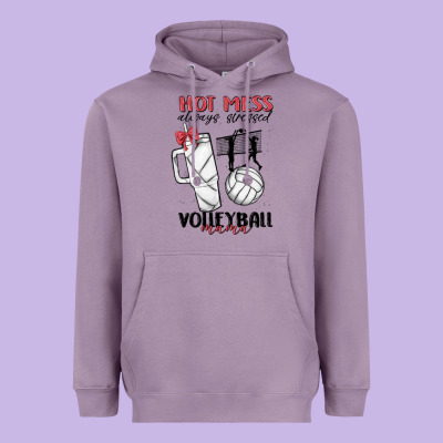 Hot Mess Always Stressed Volleyball Mama Heavyweight Hoodie Designed By Maliassmallbusiness