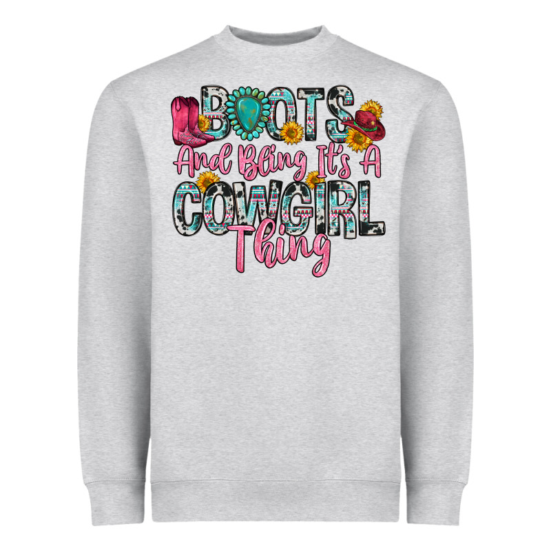 Boots And Bling It S A Cowgirl Thing Heavyweight Sweatshirt by Zillion Design Studio | Teevron