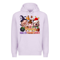 Lilac Happy Hallothanksmas Pigs Premium Hoodie - BundleAndBundleShop