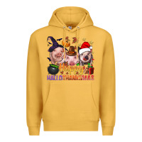 Mustard Happy Hallothanksmas Pigs Premium Hoodie - BundleAndBundleShop