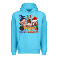 Ocean Blue Happy Hallothanksmas Pigs Premium Hoodie - BundleAndBundleShop