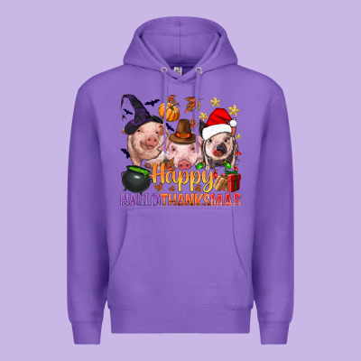 Happy Hallothanksmas Pigs Premium Hoodie Designed By Bundleandbundleshop