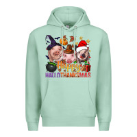 Seafoam Happy Hallothanksmas Pigs Premium Hoodie - BundleAndBundleShop