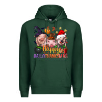 Sports Green Happy Hallothanksmas Pigs Premium Hoodie - BundleAndBundleShop